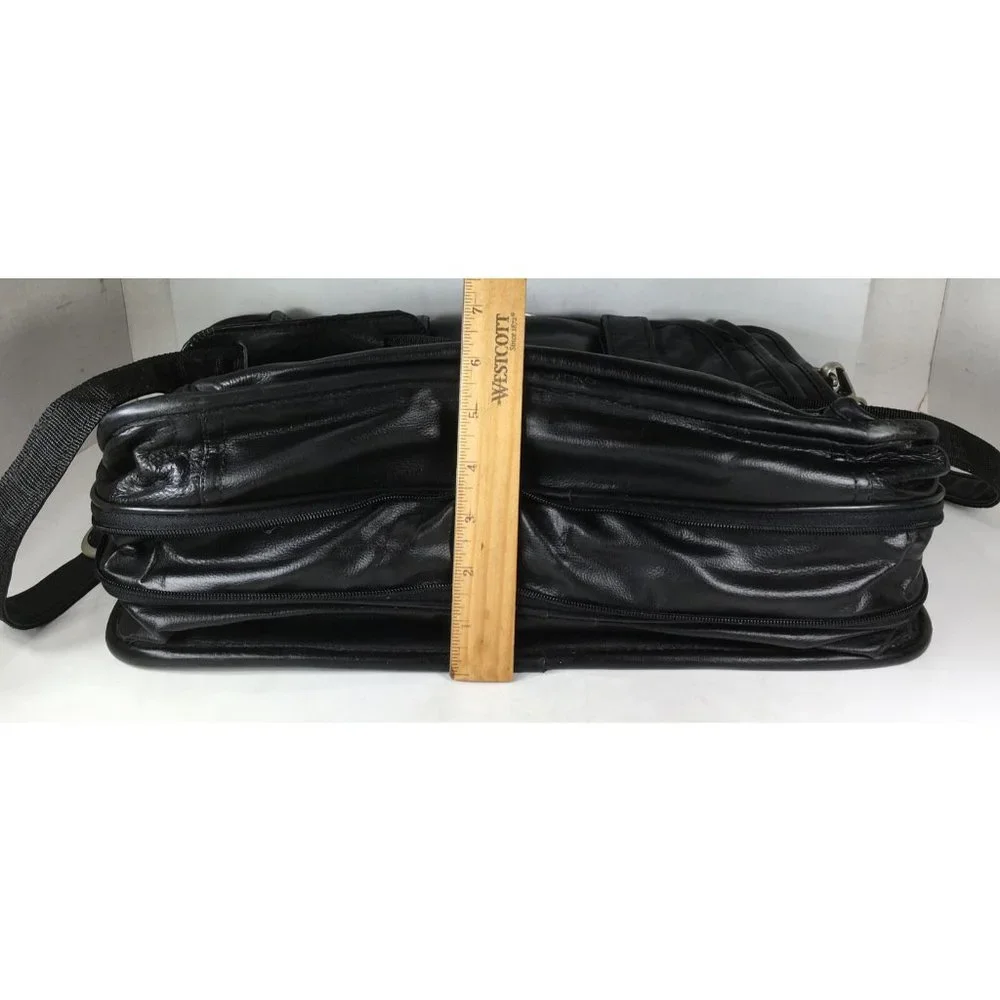 Frye Black Leather Multi Compartment Laptop Briefcase Bag